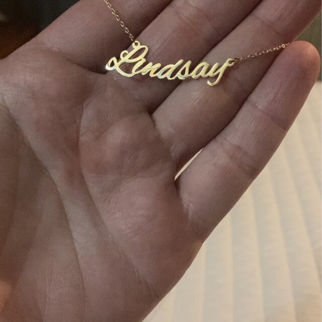 Buy 14k 18k 10k Solid Gold Cursive Name Necklace Personalized