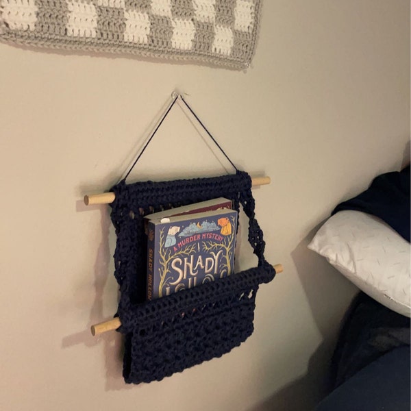 Boho Book Nook Crochet Pattern, Crochet Wall Hanging Pattern, Crochet Hanging Basket, Wall ...