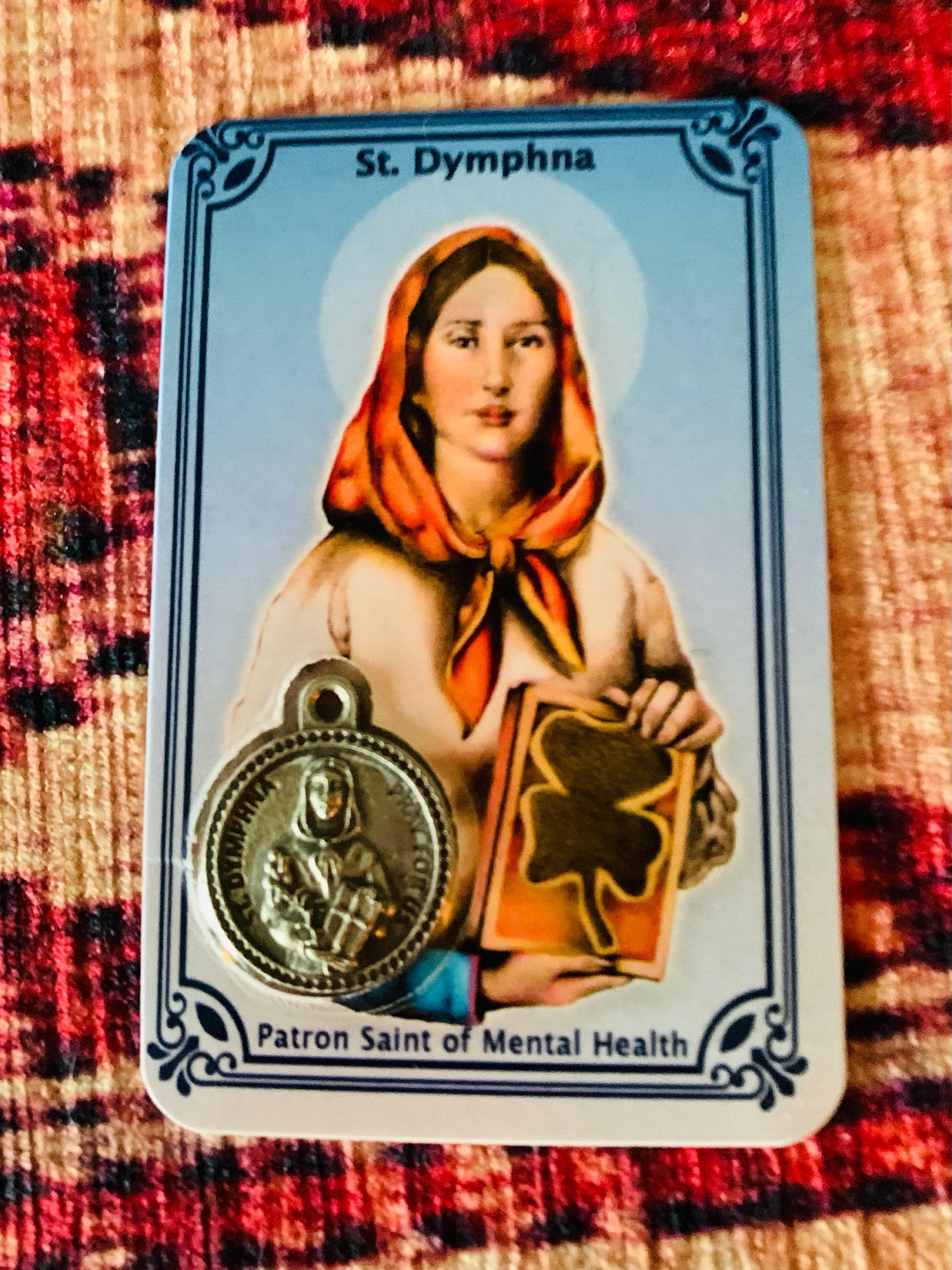 Saint Dymphna Prayer Card and Medal, Patron Saint of Mental Health, Catholic Supply, Faith Gift, Free Shipping, Saints Gifts for her