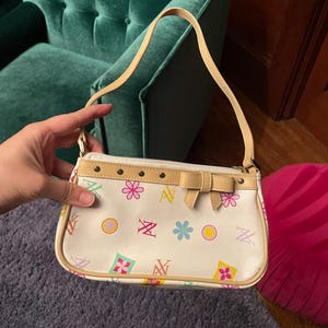 Y2k White Monogram Baguette - 2000s Colourful Next Shoulder Bag