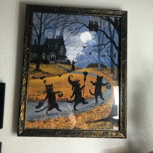 11x14 to the Witch's House We Go Halloween Black Cat Ryta Witch Haunted ...