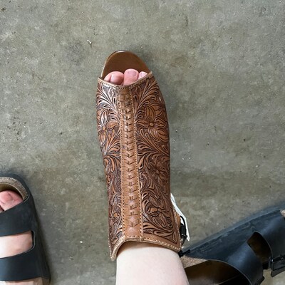 tooled leather booties