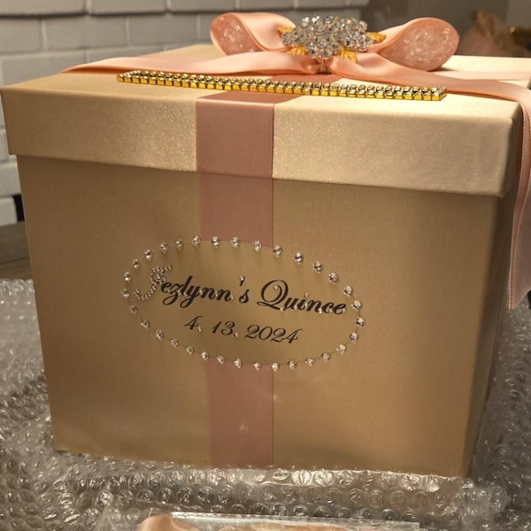 Wedding /quinceañera/sweet 16 Card Box/bat Mitzvah Champagne and Blush ...