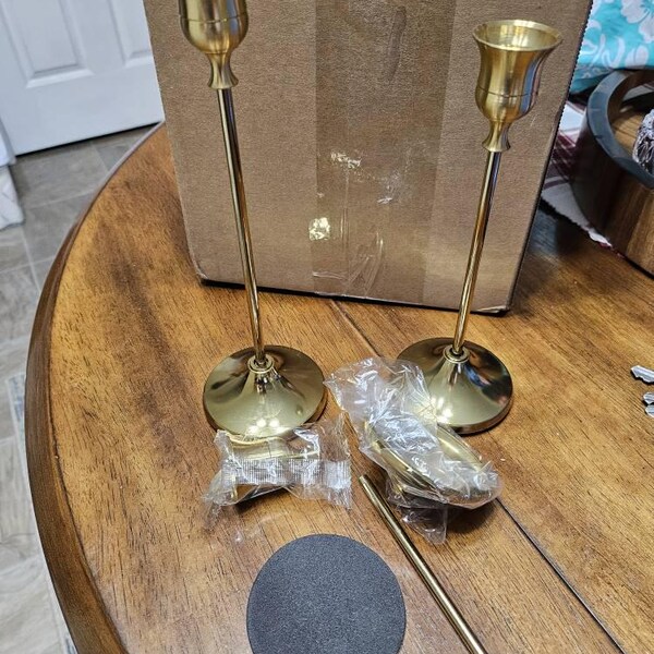 Set of 3 Gold Brass Style Candlestick Holders | Modern Taper Candle ...