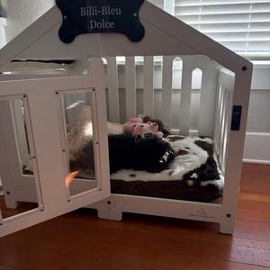 WLO® White & Ivory  Gabled Modern Dog Crate, Premium Wooden Dog Crate with Free Customization, Gift Cushion Covers
