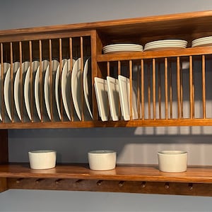 Shaker Peg Kitchen Window Plate Rack Shelf Wood Dish Cabinet for Plates ...