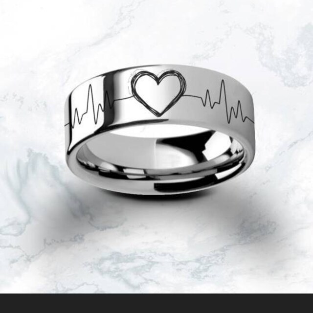 MUSEE ART ■ Heart pattern etching couple ring リング Amazon.com: AJZYX Computer Circuit Pattern Binary Code Ring