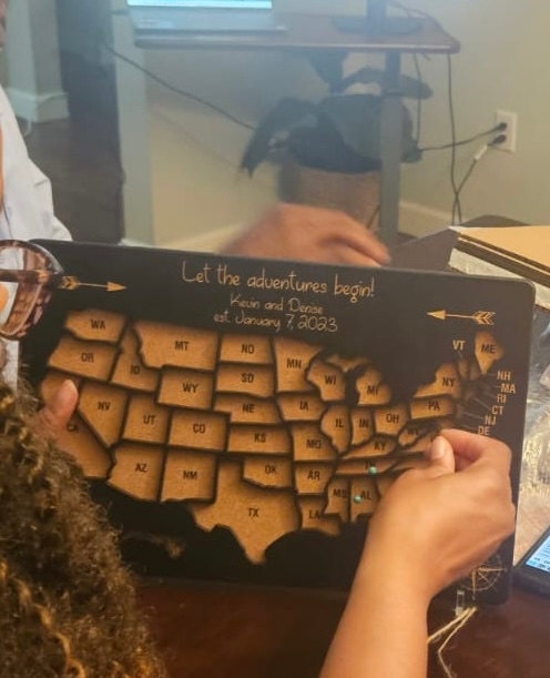 Push Pin USA Map Travel Map For Couples Gift, Wooden Map Of United States One Year Anniversary Gift, Personalized Cork Board Map With Pins