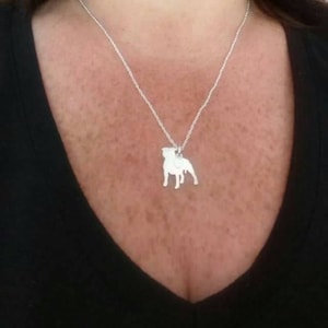 Stunning Staffordshire Bull Terrier pendant Luxury gift with exquisite detail. NO CHAIN large in Gold Vermeil on solid Sterling Silver