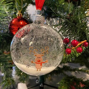 Personalised Rudolph Baby's 1st Christmas Glitter Glass - Etsy 日本