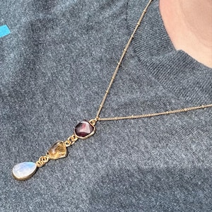Customer photo from Belle, Custom Raw Birthstone Lariat Necklace, Mother's Family Gift