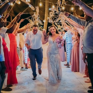 Simgoing 24 Pcs Lighted Wedding Wands LED Tinsel Wands