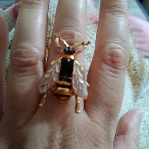Bague abeille, réglable, avec strass, femmes en or, bague massive