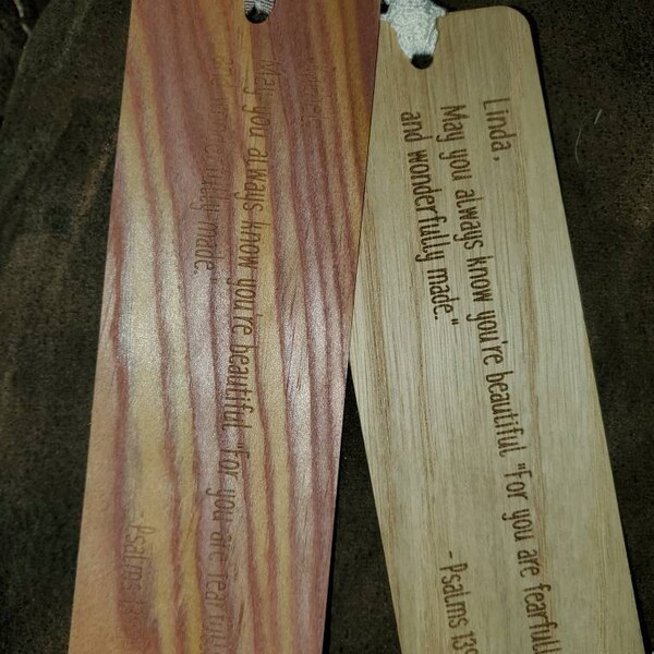 Personalized Wood Bookmark | Custom Engraved | Walnut Oak Cherry Poplar ...