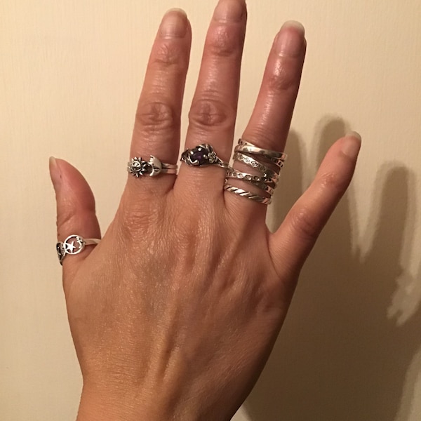 Boho Statement Ring, Sterling Silver Ring for Women, Chunky Ring, Long ...