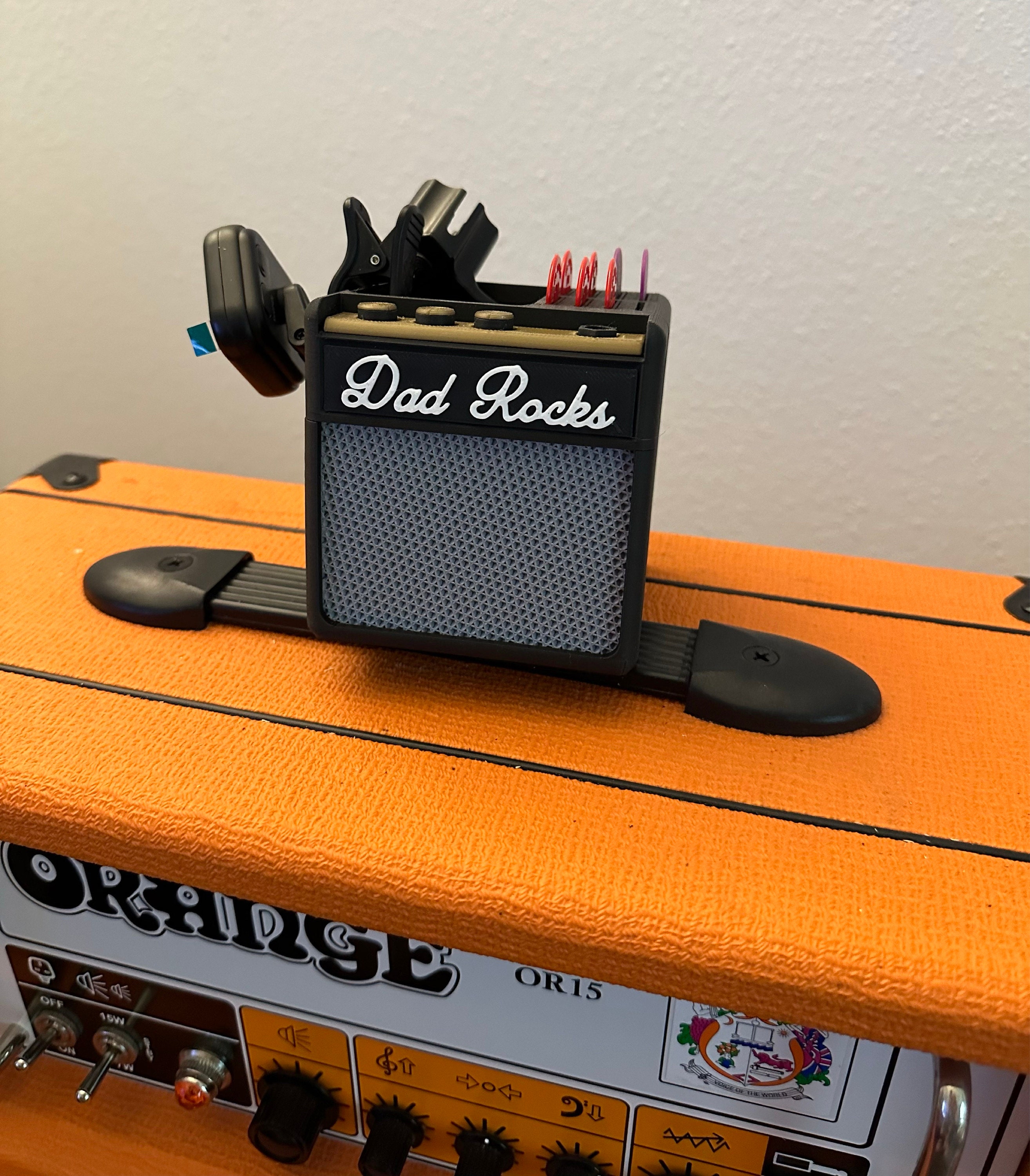Customizable AMP • Pen Plectrum Pick Holder • Desk Organizer • Musician Guitar Player • Drummer Gift Present