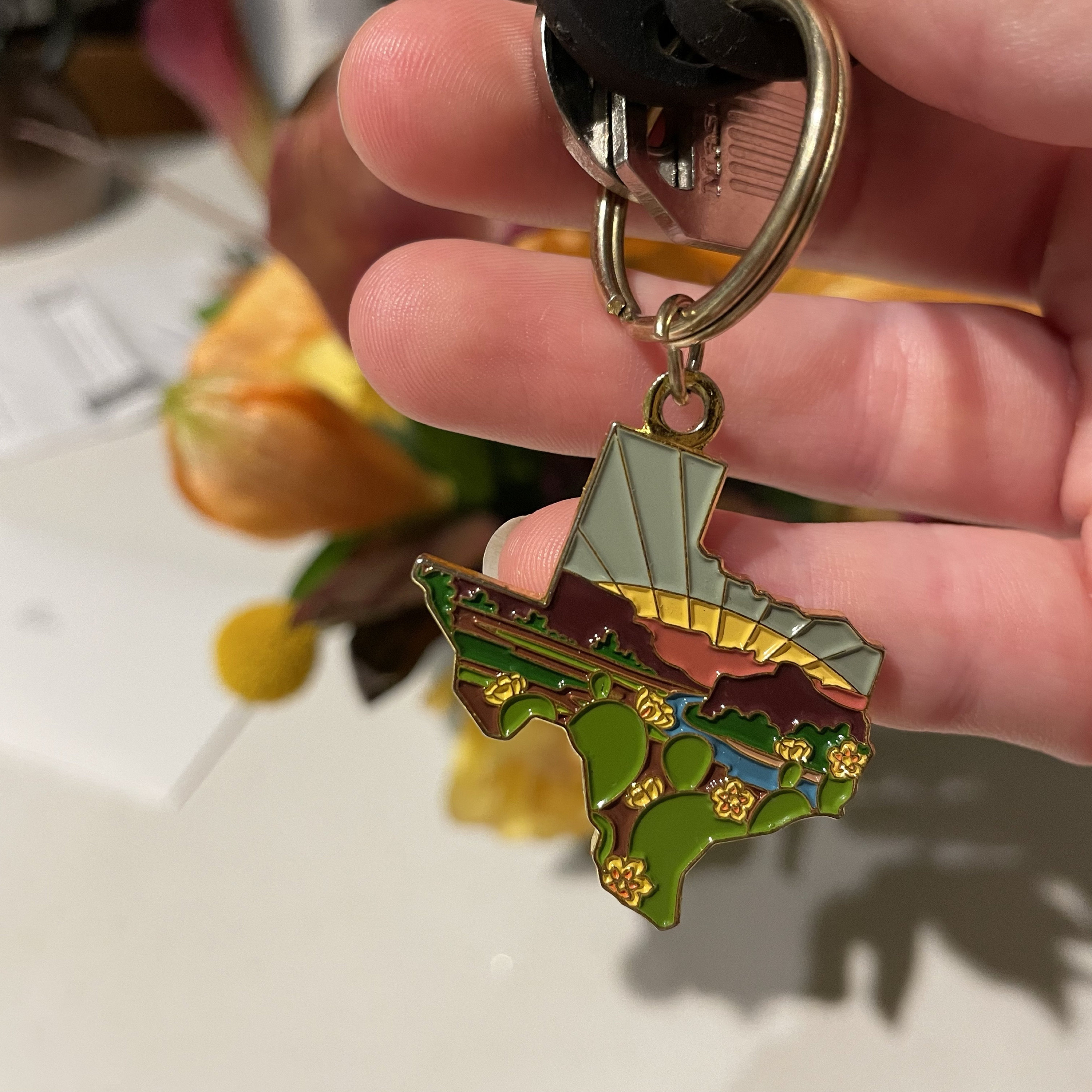 Texas Soft Enamel Keychain | Texas Outline Key Ring | Illustrated State Keychain | 1.5&quot;