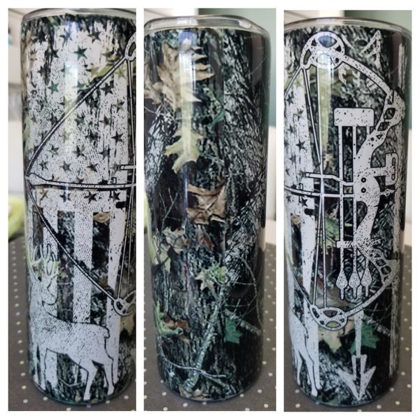 20 Oz Skinny Tumbler Sublimation Design Template Deer Bow Hunting ...