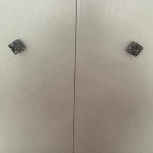 White & Grey Marbled Stone Door Knob Solid Terrazzo Style Stone Cupboard Door Handle Drawer Pull