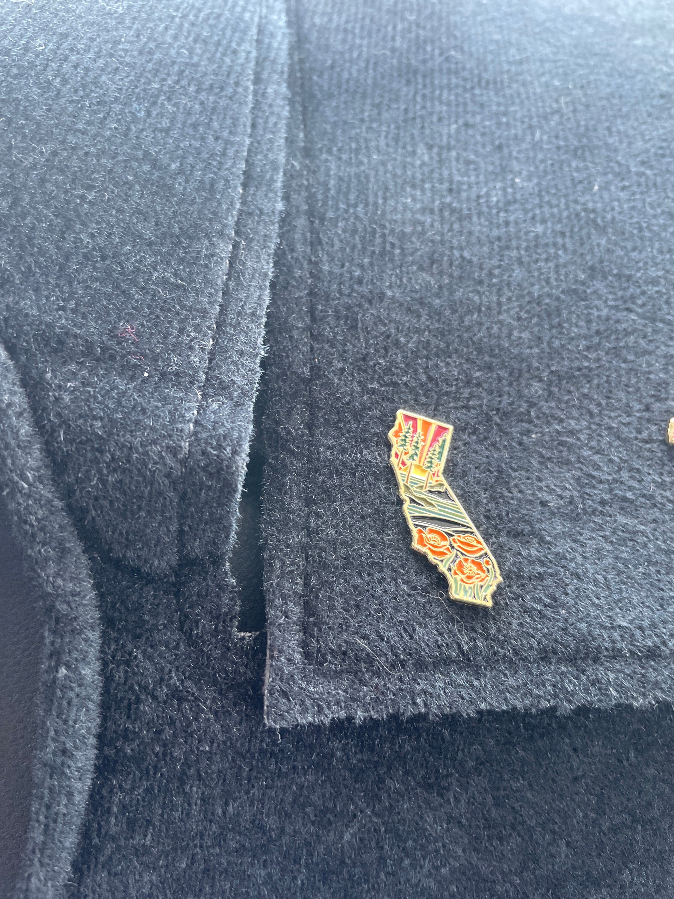California Poppy Enamel Pin | California Outline Pin | Illustrated State Pin | Butterfly Clasp | 1&quot;