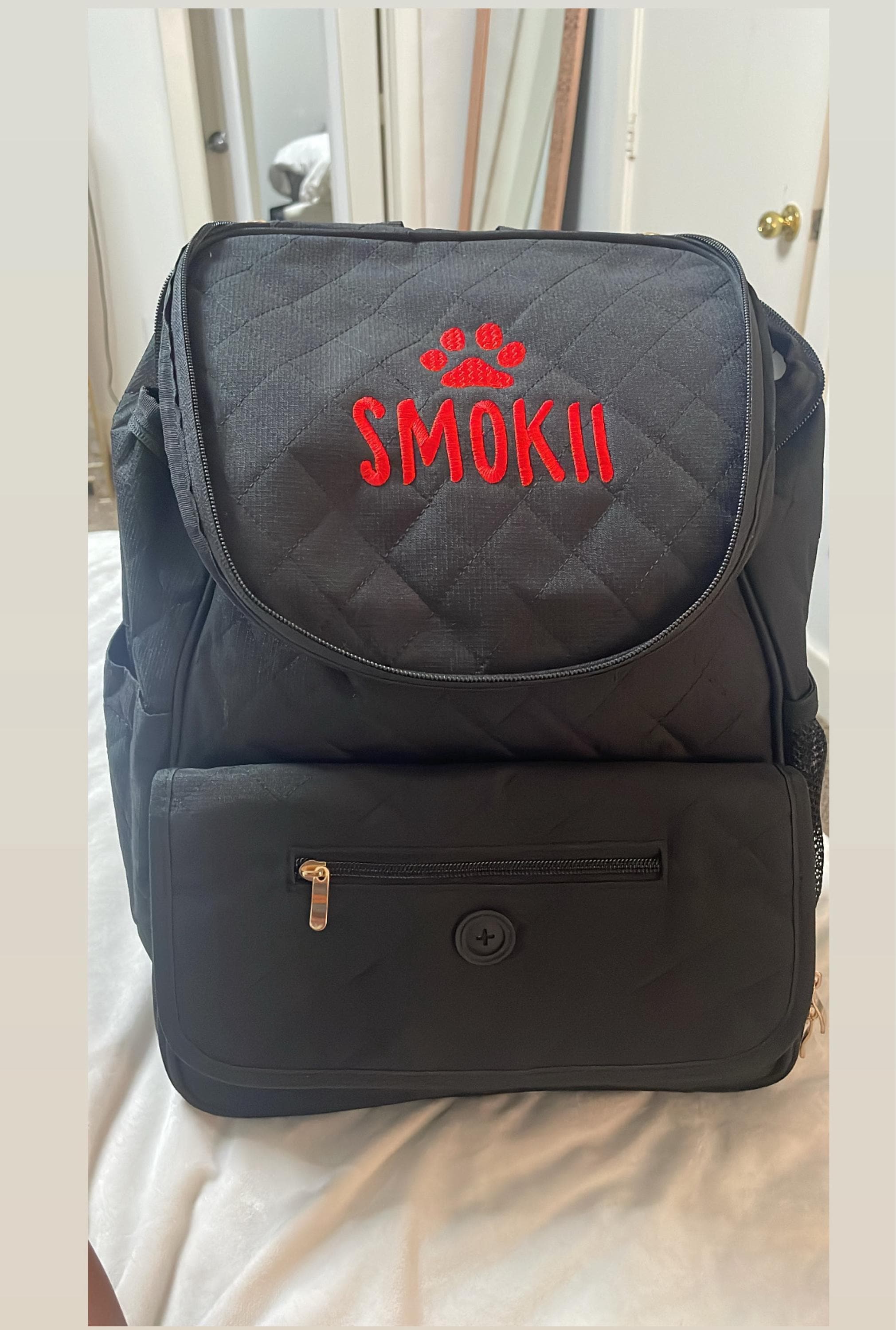 Personalized Pet Bag, Pet Tote, Dog Travel Bag, Dog Owner, Pet Backpack Travel Bag, Pet Bag with BOWLS, New puppy