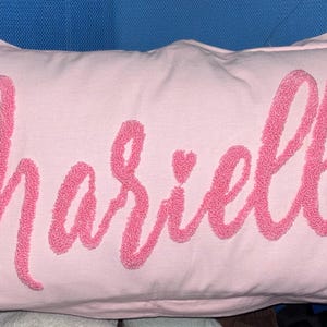 Personalized Nursery Name Pillow Cover with Punch Needle Embroidery, Kid Room Decor, Baby Room Decor, Dorm Room Pillow, Slumber Party Gift