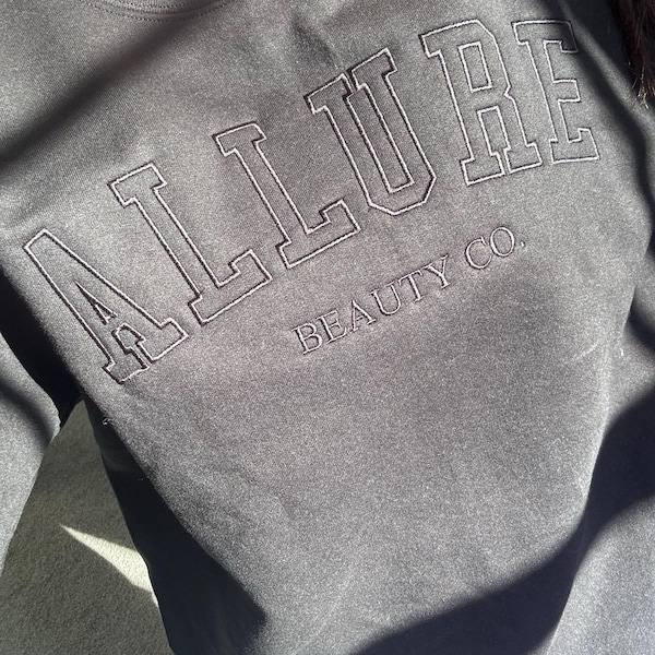Embroidered PIGMENT Crewneck - TEACH - Varsity Outline w/ White Thread