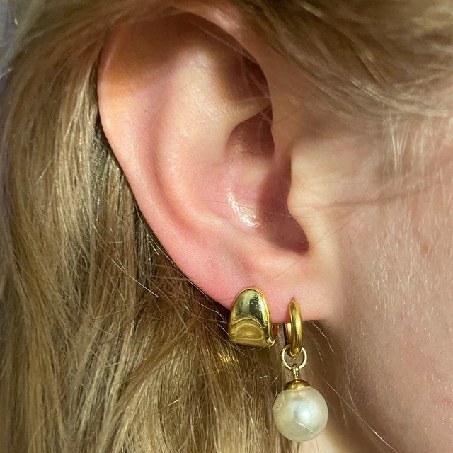 Pearl Drop Earrings Pearl Hoop Earrings Gift For Her - Etsy 日本