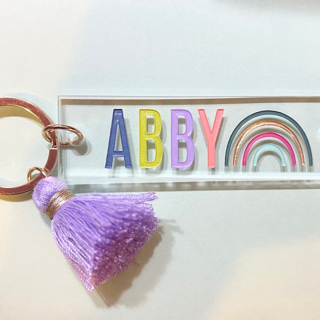 Personalized Name keychain, Custom Name Tag, Colorful tassel keychain,  Customizable keychain, Bridal Party gifts, Bulk keychain, -  日本