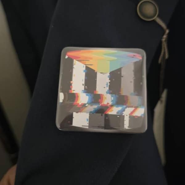 Tv Static Pin Pride Flag Tv Static 2inch Square Pin - Etsy