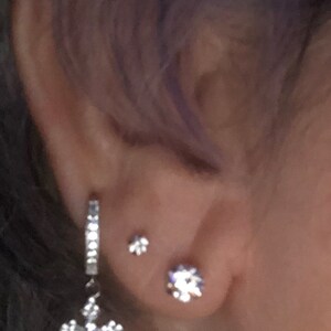Men's Hip Hop Sterling Silver Iced 9 mm 3D CZ Round Screw Back Earrings