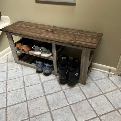 40 Inch Entryway Bench Handmade Shoe and Boot Storage With Your Choice ...