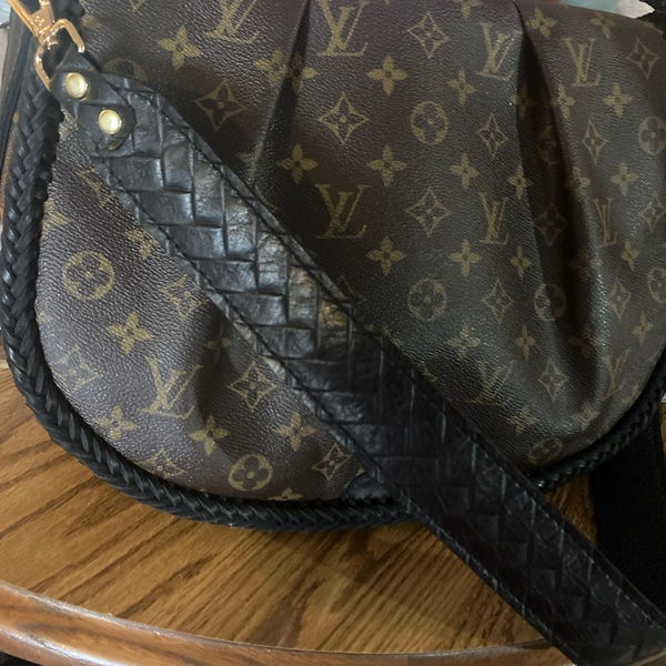 CD Saddle Bag Strap Brown Gold  Grained Calfskin