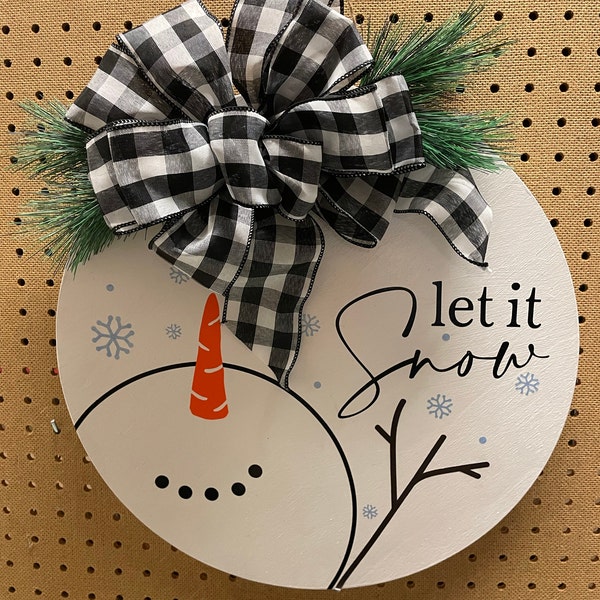 Let It Snow Snowman SVG | Christmas Round Sign Design - Etsy