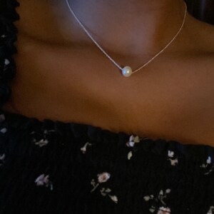 Pearl Choker, Single Pearl Necklace, 925 Sterling Silver