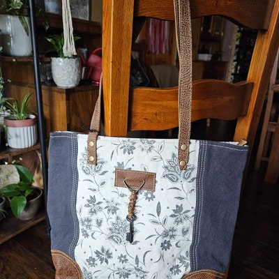 Abstract Key Upcycled Canvas Tote Purse - Etsy