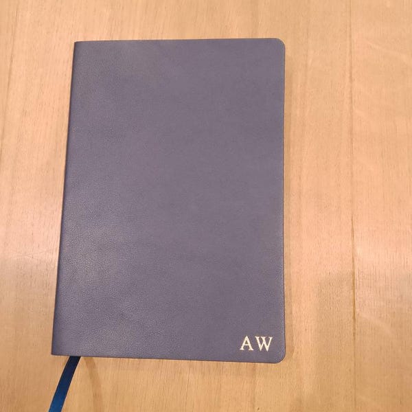 Personalised Notebook: Hand Stamped Initial Journal | A5 PU Leather ...