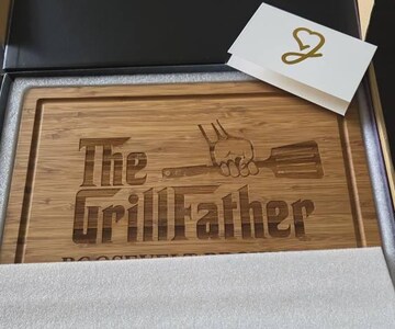 BBQ Cutting Board Personalized - Custom Fathers Day Gift -  Wooden Grill Accessories Gifts for Dad - Gift for Him - Meat Charcuterie Board