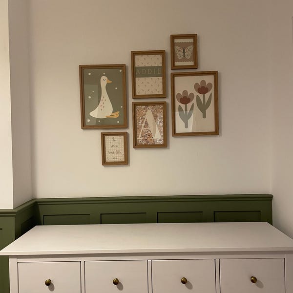 Set of Girls Dusty Pink and Sage Green Gallery Wall Prints for a Girls ...