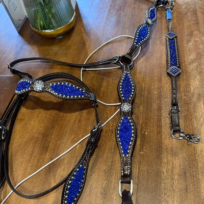 CSS Western Inlay Breastcollar and Bridle- Red Glitter Inlay
