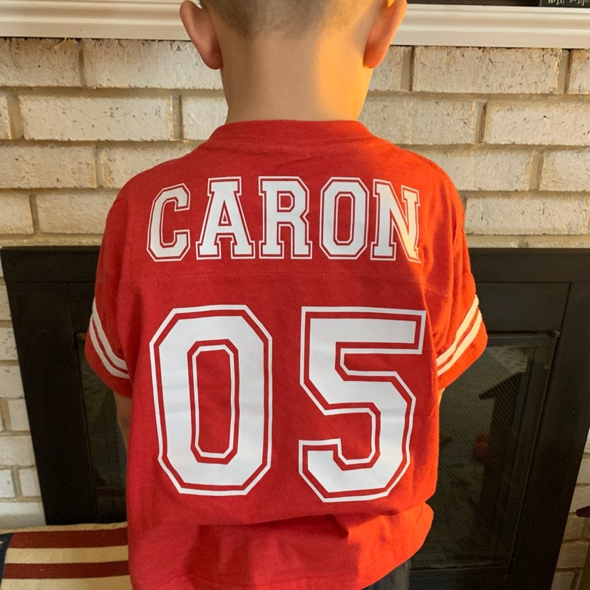 5th Birthday Football Shirt | Five Year Old Birthday Jersey Tee | Touchdown Sports Theme Party Outfit | Football Boy T-Shirt