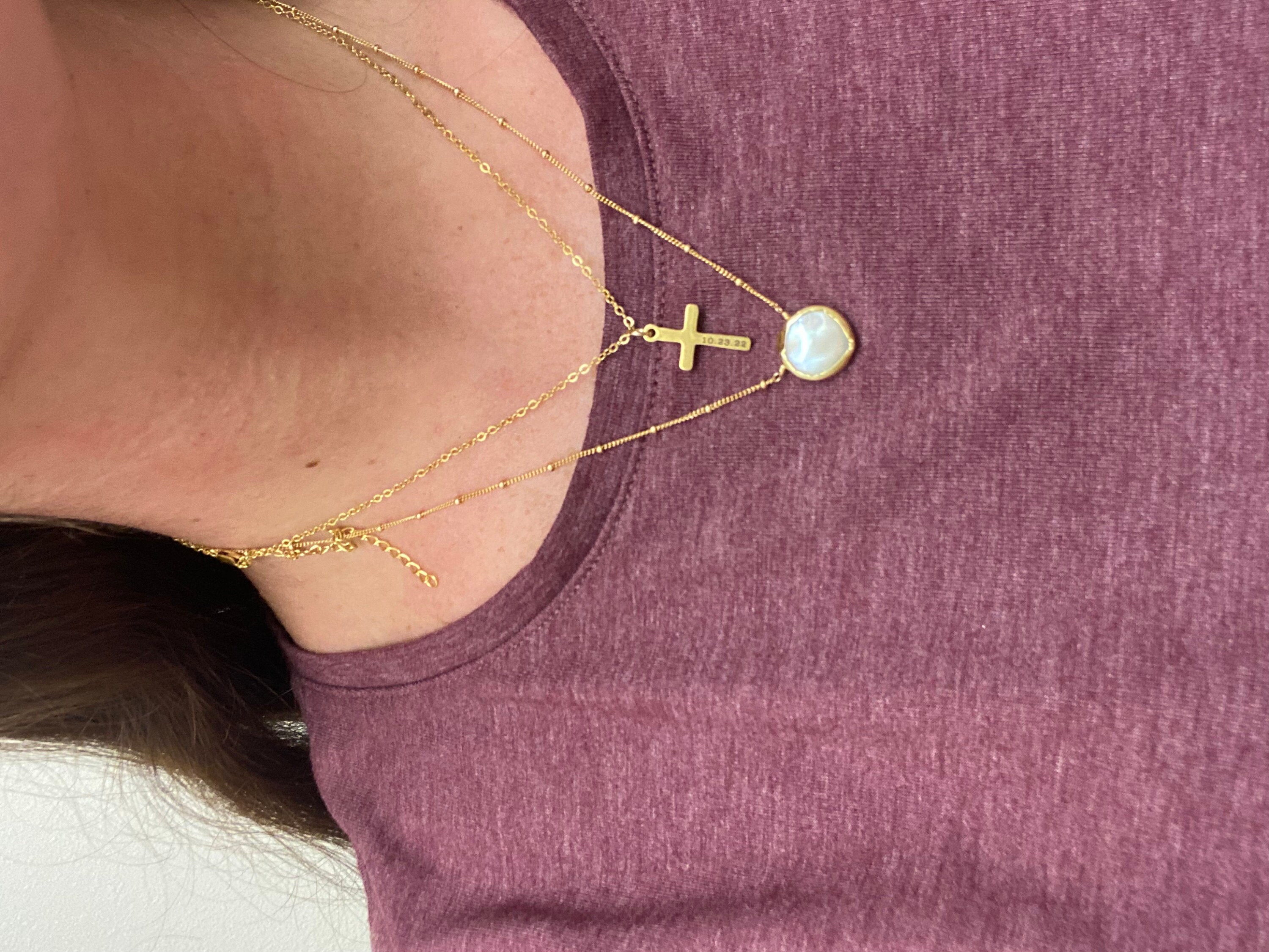 Baptism Gift • Custom Cross Necklace • Christian Jewelry • First Communion Necklace • Girls Baptism Necklace • Personalized Date Gold