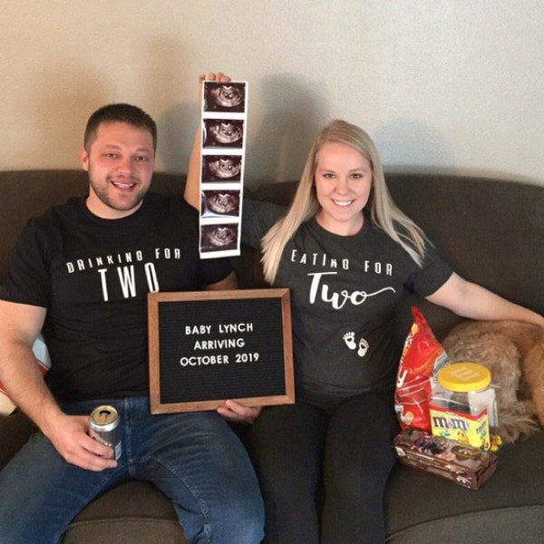 Mom And Dad Pregnancy Announcement T-Shirts - Matching Couple Tees For Pregnancy Reveal, Fathers Day Gift - View #6