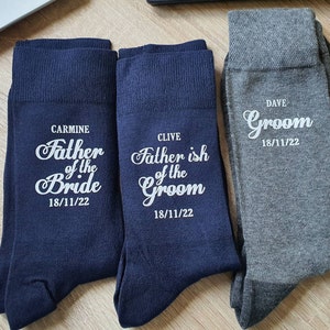 Navy Blue Personalised Wedding Socks Groom Page Boy Best Man Groomsman ...
