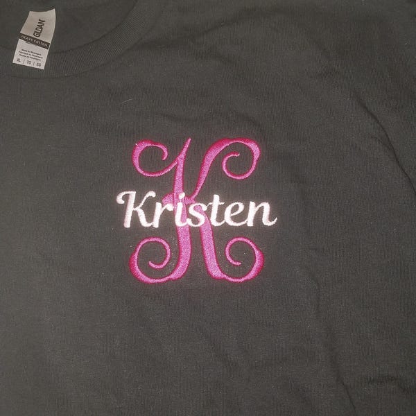 Embroidered Monogram Tshirt - Etsy