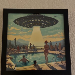 Vintage UFO Beach Print, Mid-century Modern Atomic Art - Etsy