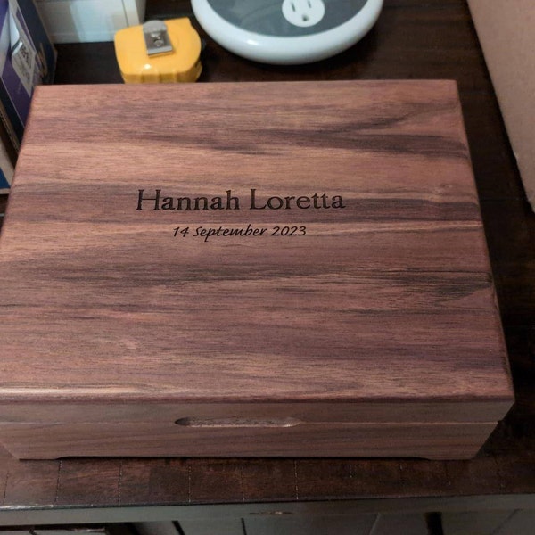 Keepsake Box Custom Engraved Wood Box 8x10 Walnut Keepsake Box First ...