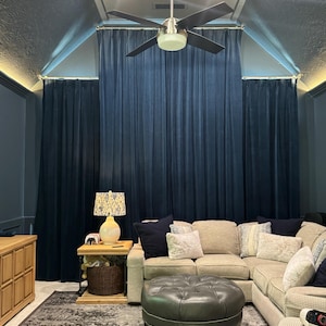 Tende Sleepdown In Ciniglia Con Occhielli - Blu Navy, 2 Pannelli, Foderate, 200x220 Cm, Lavabili - 2