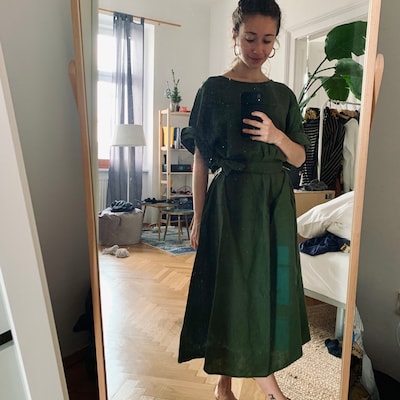 Ellen Terracotta Dress Loose Linen Dress Oversized Linen - Etsy