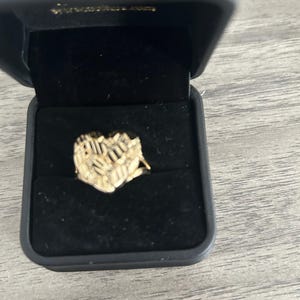 10k Solid Gold Nugget Heart Love Ring for Women/Girl